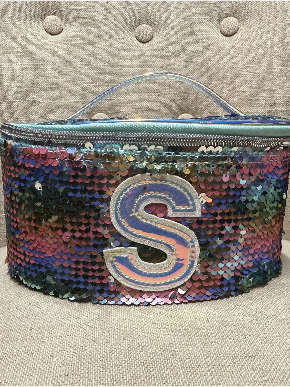 Unicorn Sequin “S” Backpack with Matching “S” Carrying Case/Lunchbox